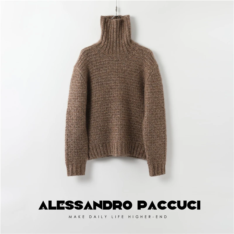 AP洛哥26077康宝莱白厂丝 宽松高领针织衫