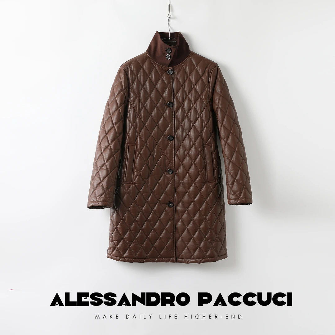 AP洛哥24811X强推羊皮 菱格95鹅绒中长款羽绒服