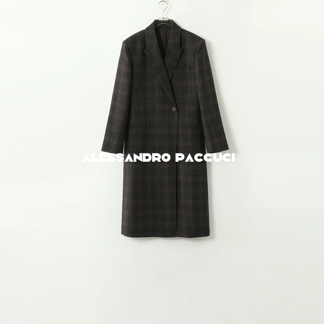 AP洛哥43002DY【曼哈顿印象】皇家如意绵羊毛格子驳领长西装大衣秋
