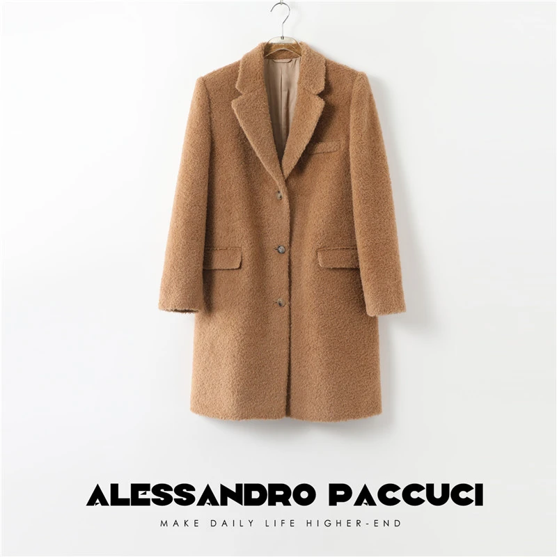 AP洛哥24173X羊驼羊毛圈圈肌理 蓬松感匠心大衣