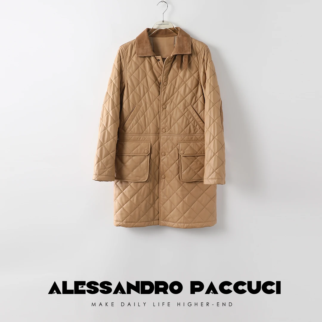 AP洛哥24077X显瘦菱格羊皮A*DA*掐腰中古外套