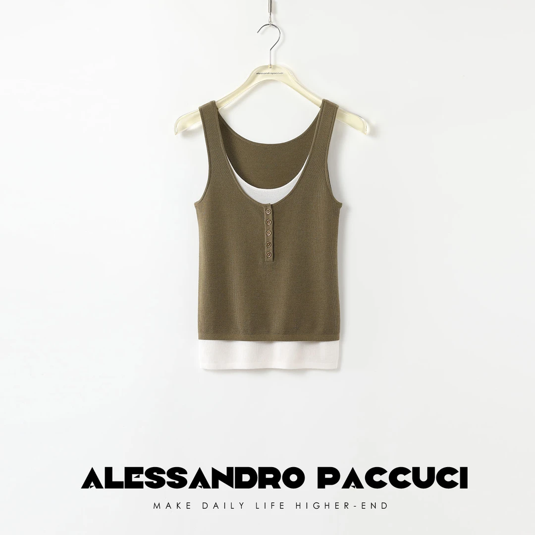 AP洛哥42012SM 柔软羊毛 活力层次感 撞色百搭假两件背心