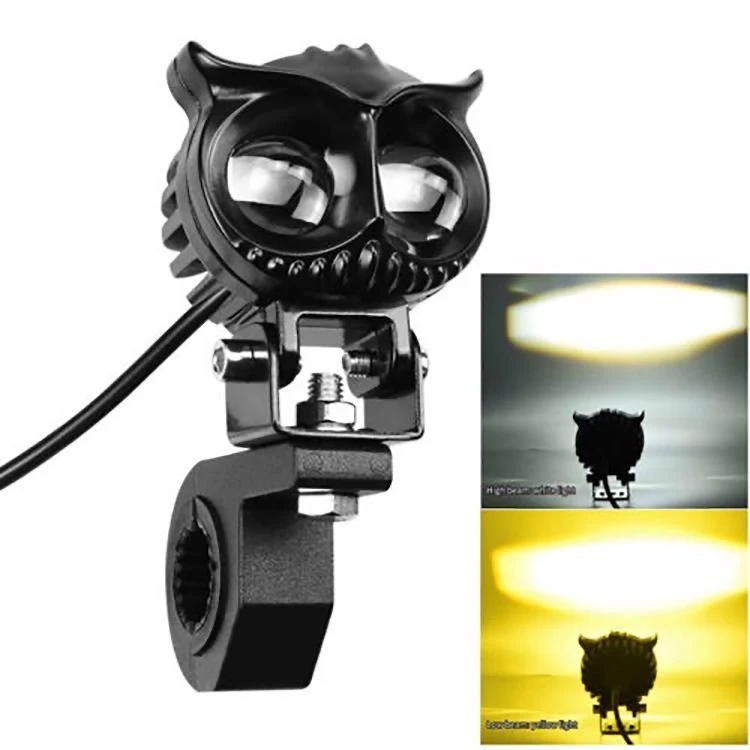 摩托猫头鹰射灯黄白双光切线铺路LED护杠车头大灯电动车改装雾