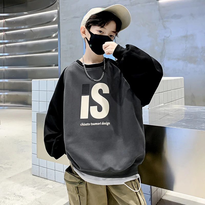 儿童春秋卫衣2024新款中大童洋气衣服男童时髦上衣男孩休闲打底衫