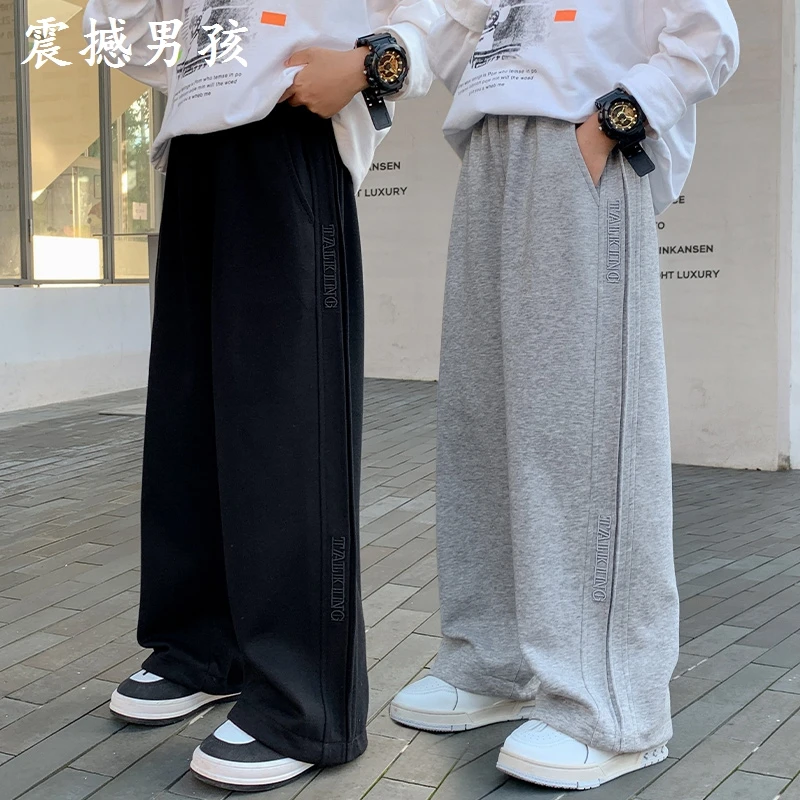 男童裤子2025秋冬新款儿童加绒休闲裤中大童宽松男孩韩版运动长裤