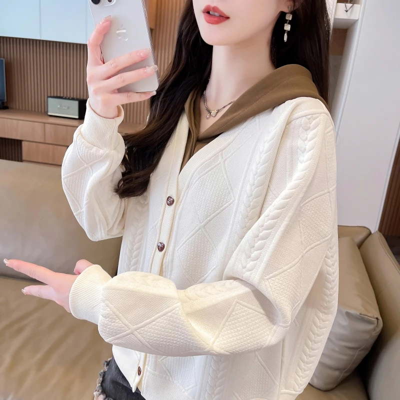小个子薄款连帽设计春秋宽松卫衣女韩版新款假两件外套上衣ins潮