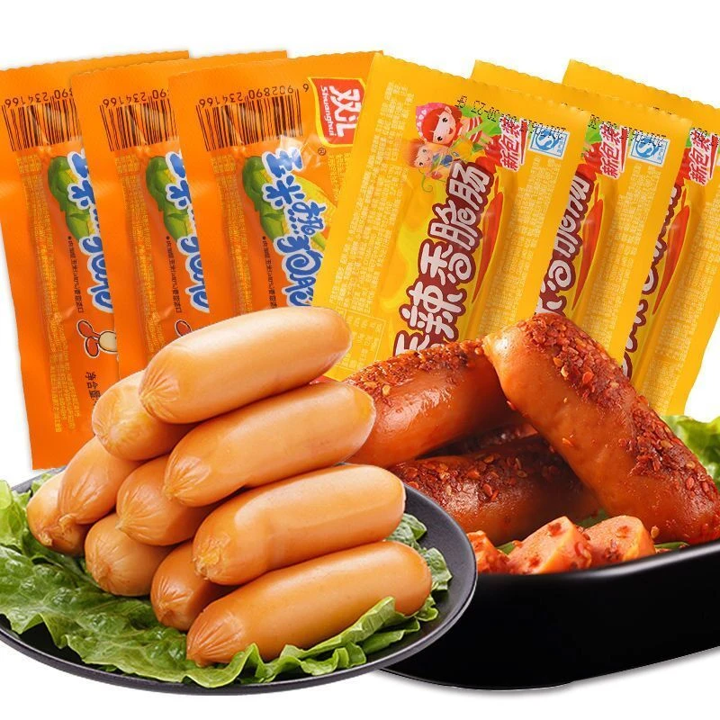 双汇火腿肠即食香辣香脆肠玉米肠热狗肠整箱香肠烤肠休闲小吃零食