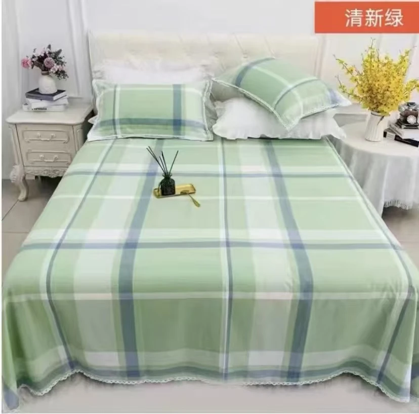 【春意盎然】双人床单 绿 斜纹加厚 布床 送枕套一对