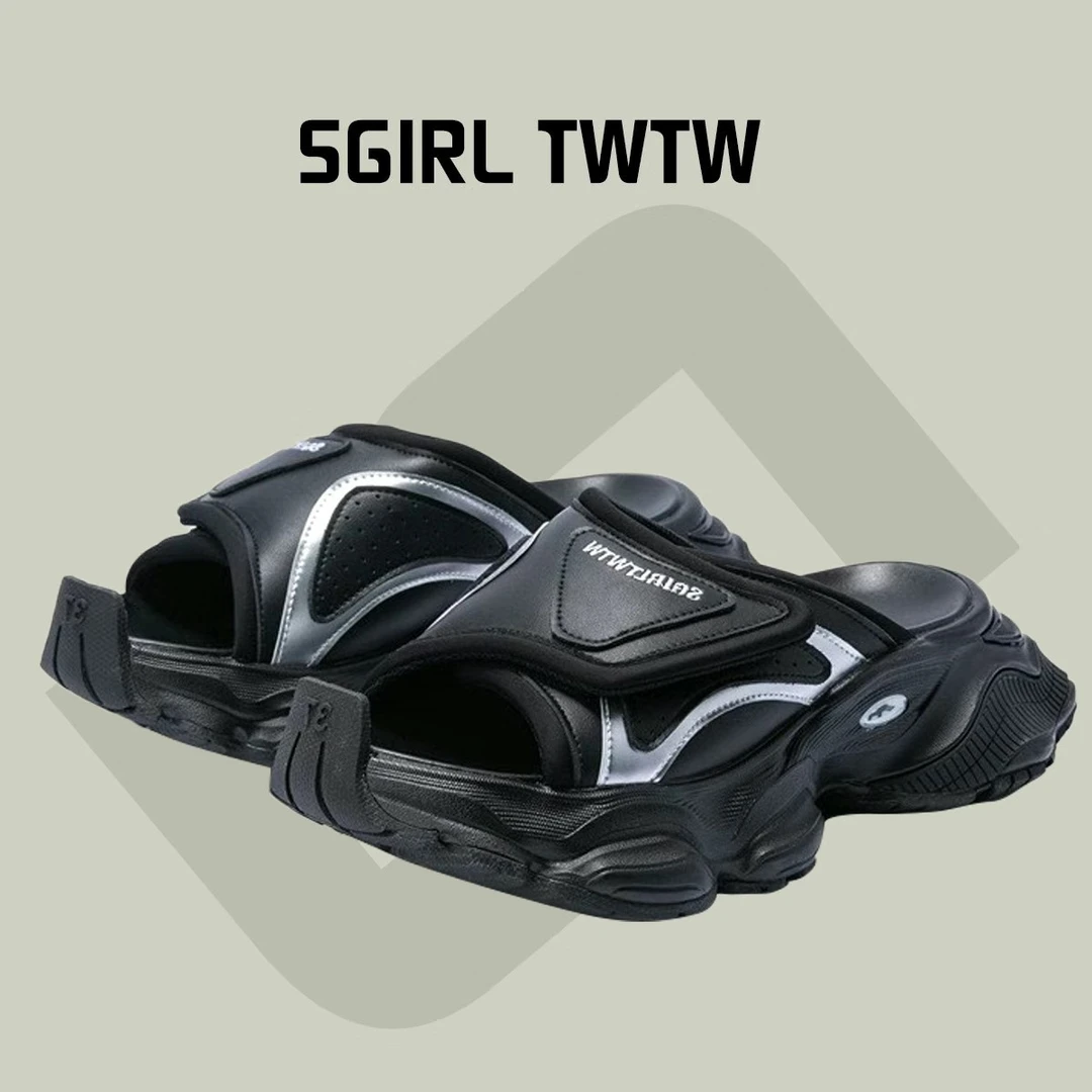 SGIRL TWTW高级感超酷厚底老爹拖鞋女魔术贴露趾休闲运动凉拖鞋潮