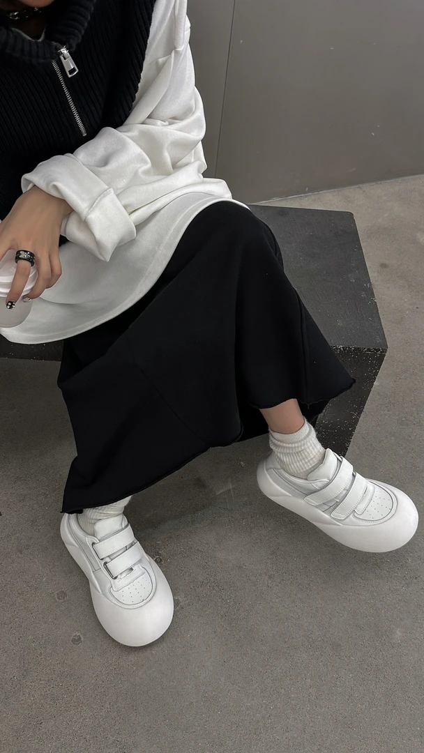 sgirl魔术贴大头厚底鞋子女ins潮百搭小众面包鞋2023秋休闲小白鞋