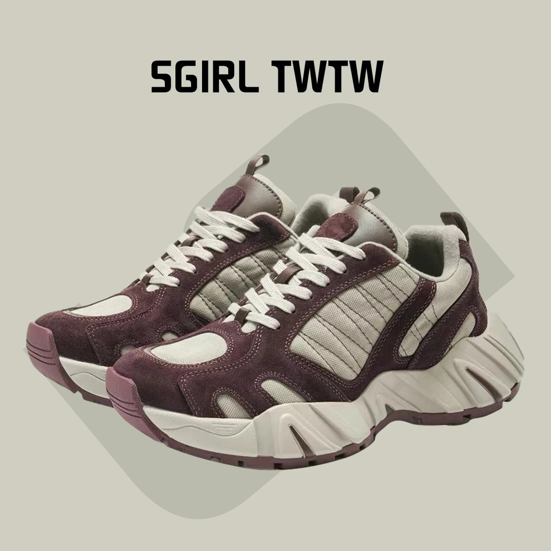 SGIRL TWTW休闲运动鞋女春秋2024厚底老爹鞋拼色增高显瘦休闲鞋潮