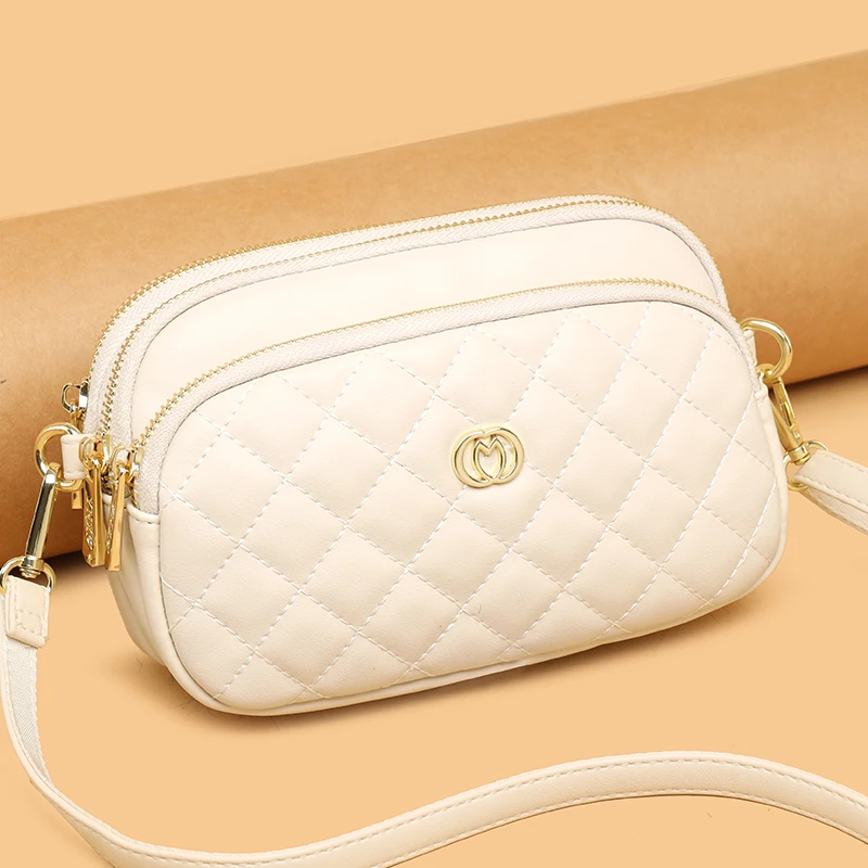 米琦袋鼠女包洋气时尚女士斜挎包2025新款简约妈妈百搭菱格单肩包