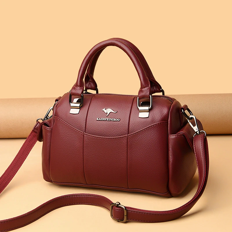 米琦袋鼠女包中年女士妈妈手提包2024新款休闲简约时尚单肩斜挎包