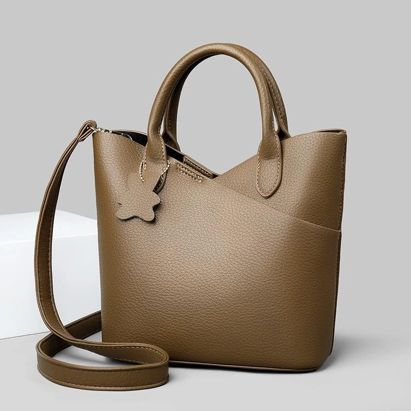 米琦袋鼠洋气通勤手提包2025新款时尚简约百搭单肩斜挎包菜篮子包