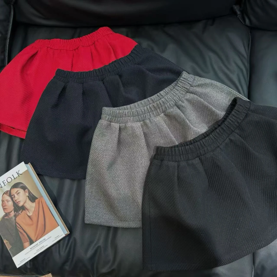 『LZZ』2024冬季百搭时尚简约微褶风设计款极简风泡泡裙