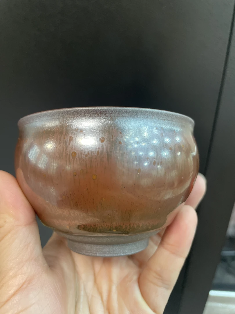 将军杯～柴烧～柿子红带金丝挂葫芦