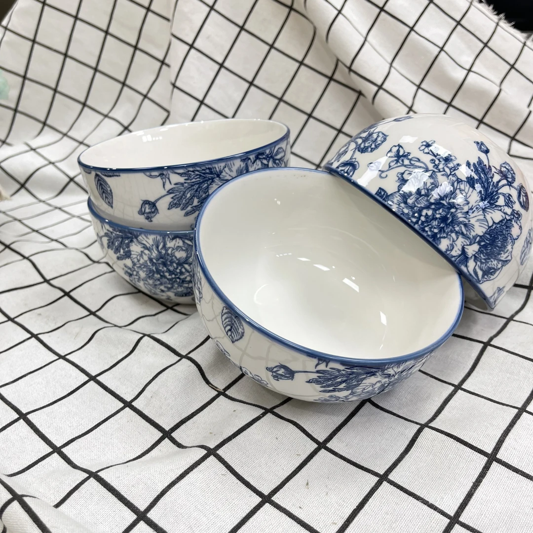 【大清仓】海蓝花6英寸碗4个