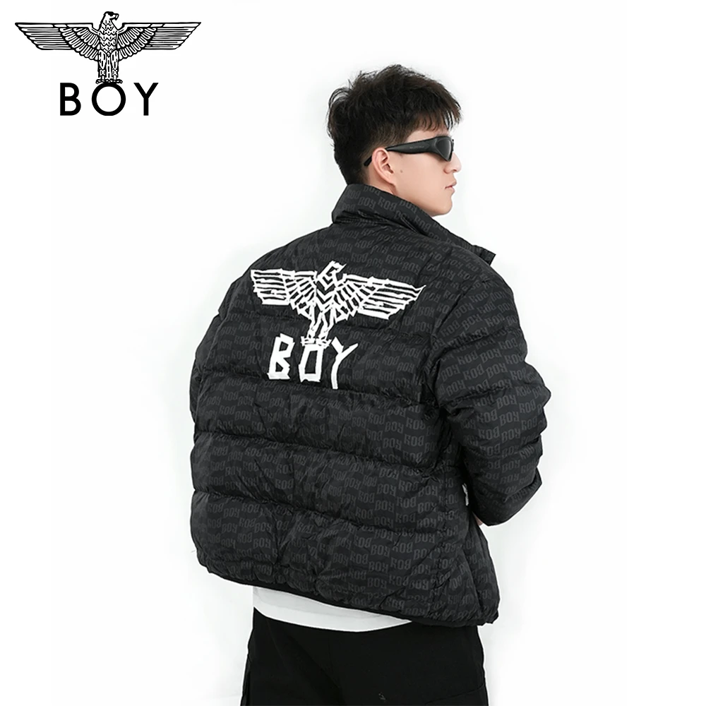 BOYLONDON潮牌羽绒服秋冬季新款字母满印轻薄短款时尚外套 N28016
