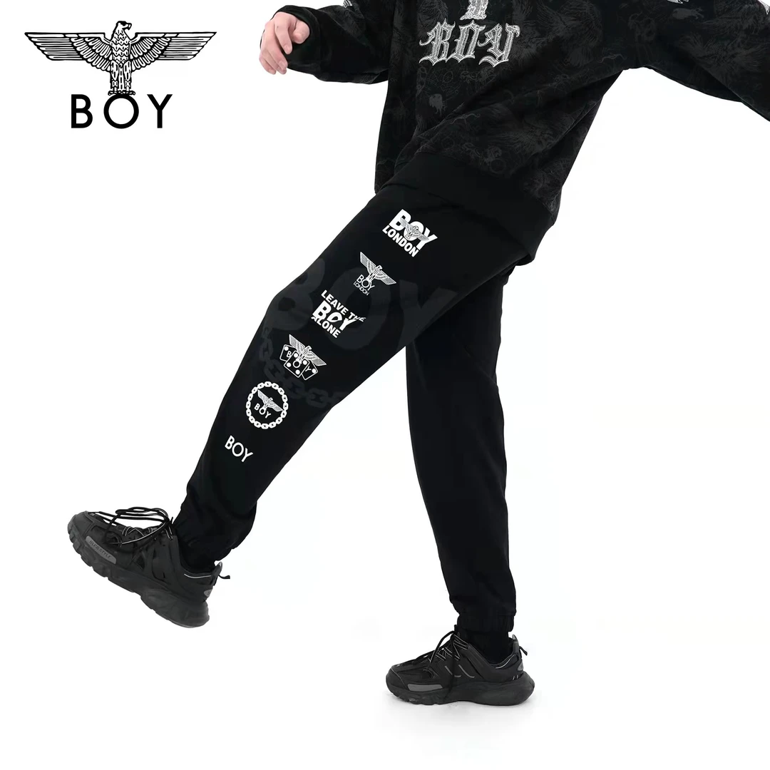 BOYLONDON男秋冬裤子长裤男女同款春季新款印花时尚休闲裤N15702