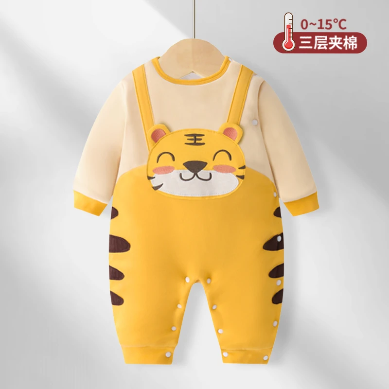 男宝宝连体衣秋装纯棉超萌虎年外出服百天一周岁宴满月服婴儿衣服