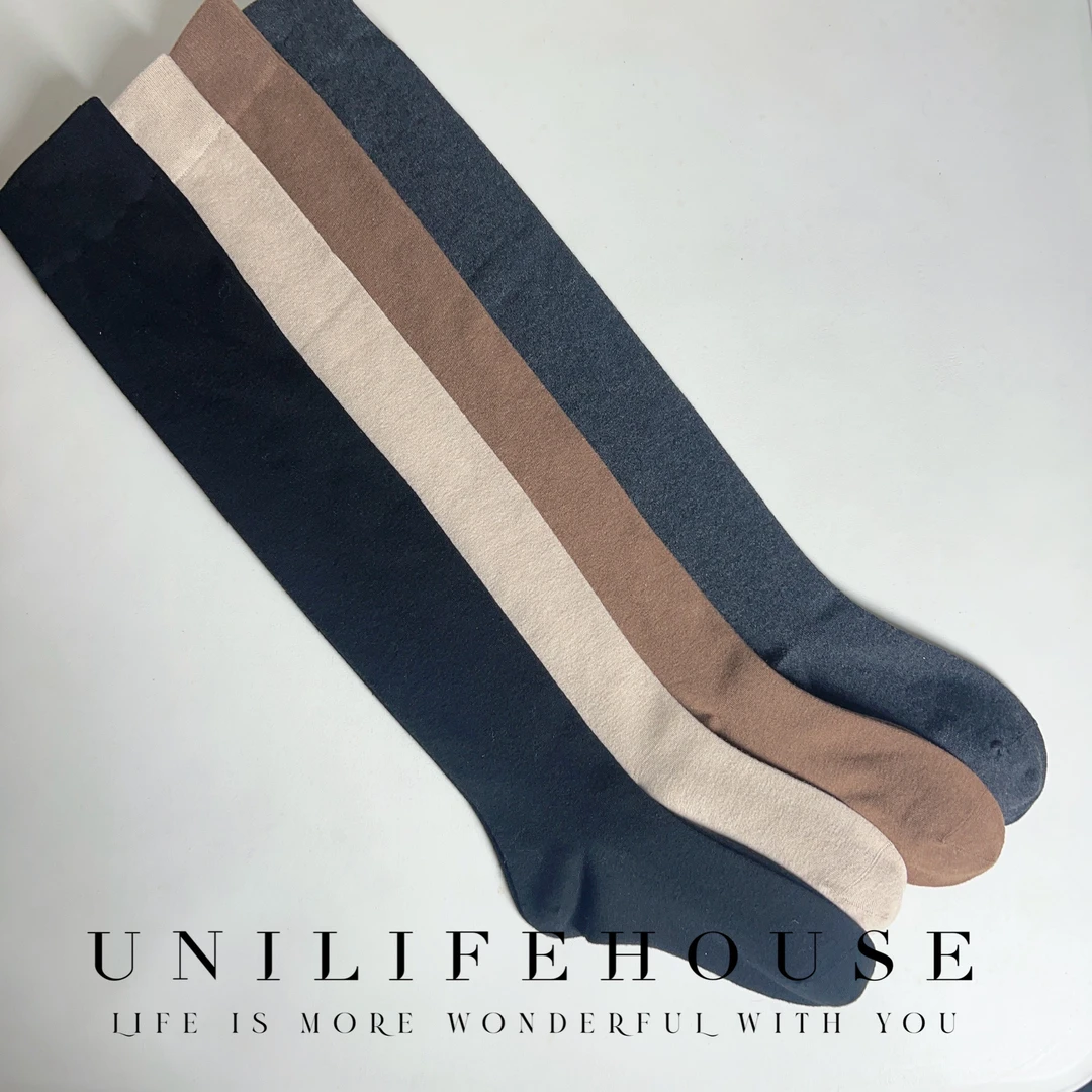 UNI 羊绒过膝弹力袜 秋冬高筒百搭显瘦