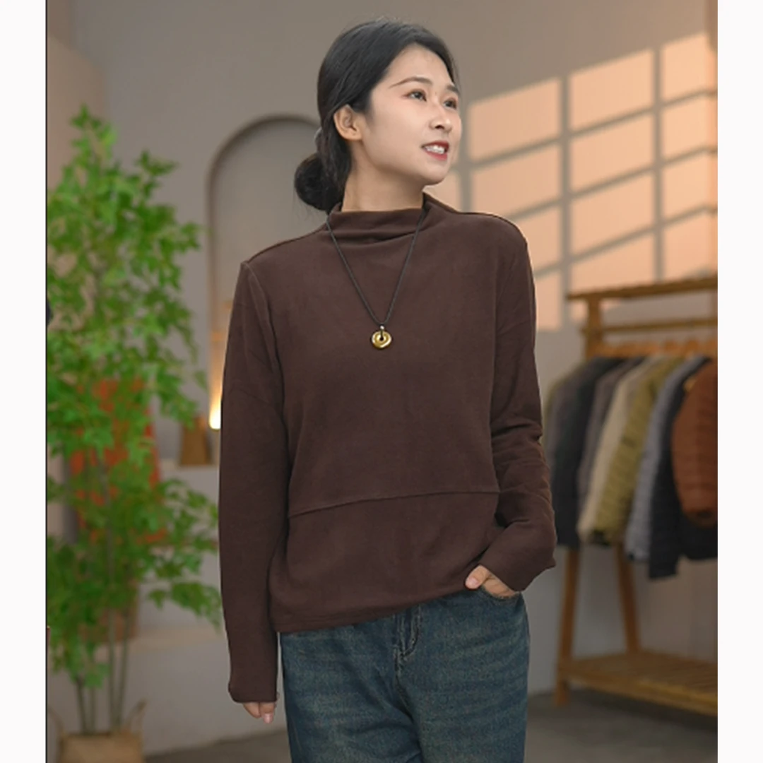 高领套头打底2024冬季新款慕斯德容保暖舒适宽松显瘦纯色上衣