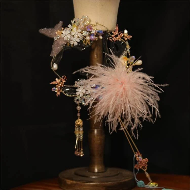 Kadimeixue/卡帝美学新款新娘9720手工制作精致款仙气古风羽毛款