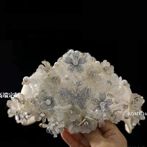 Kadimeixue/卡帝美学16280锆石蝴蝶仙气手工珍珠优雅可调节皇冠