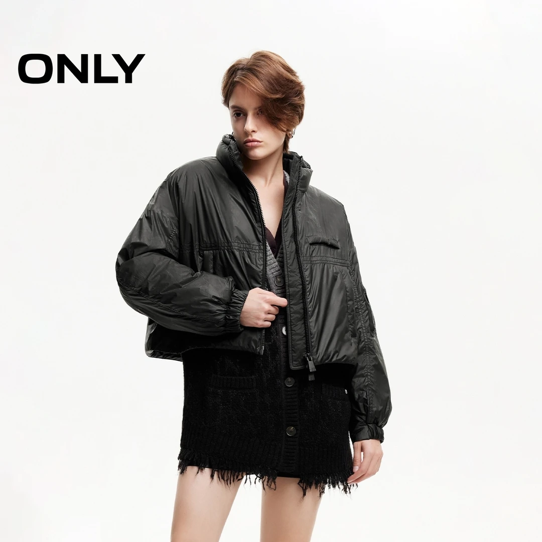 ONLY2025冬季新款百搭休闲保暖短款立领宽松棉服女|124422008
