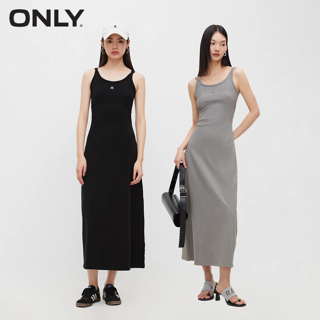ONLY2024夏季新款通勤针织收腰修身长款背心连衣裙女装|124161018