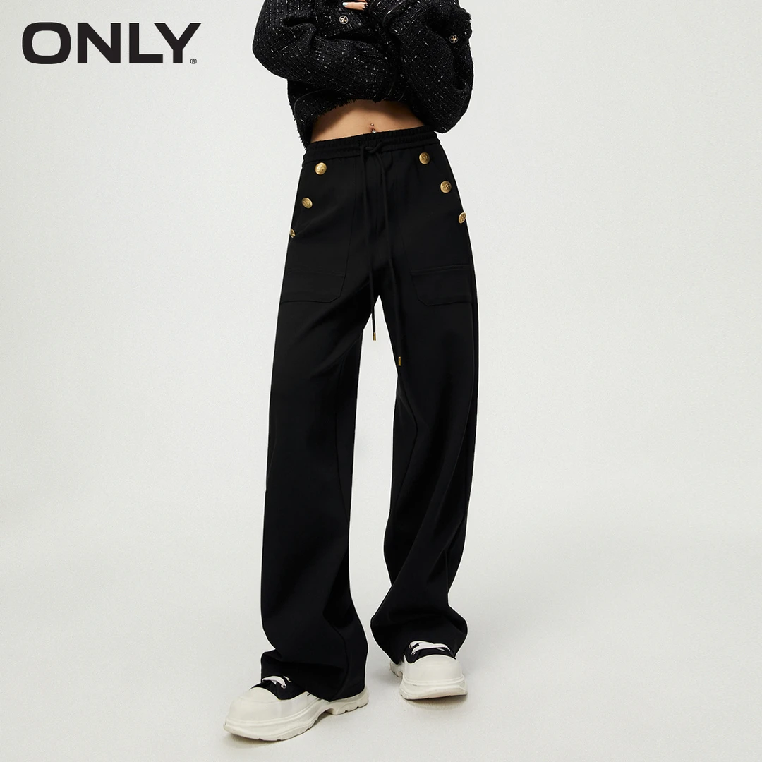 ONLY秋季新款时尚休闲高腰显瘦直筒工装裤休闲裤女|124114002