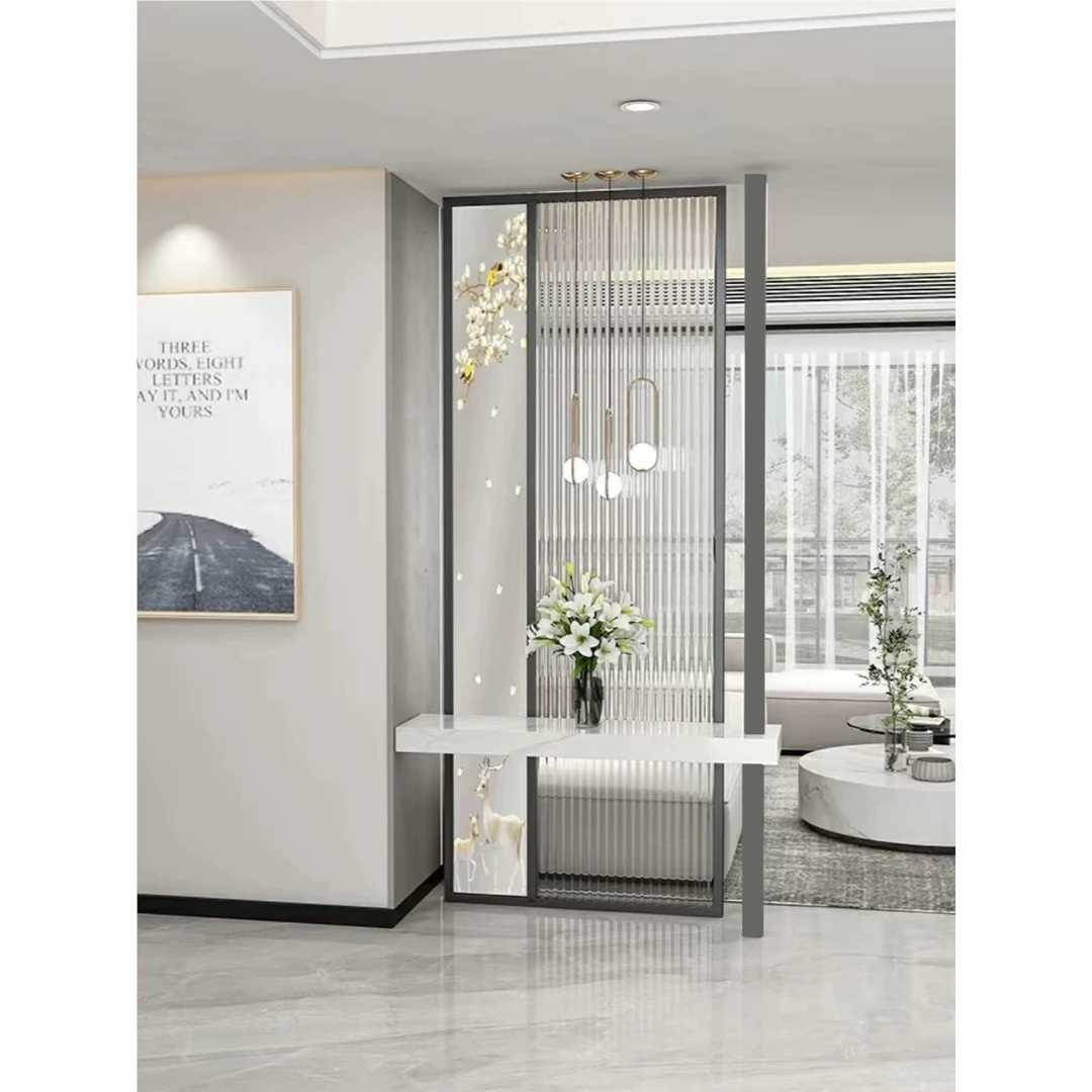 轻奢隔断高颜值入户玄关屏风客厅遮挡长虹玻璃不锈钢艺术玻璃烤漆