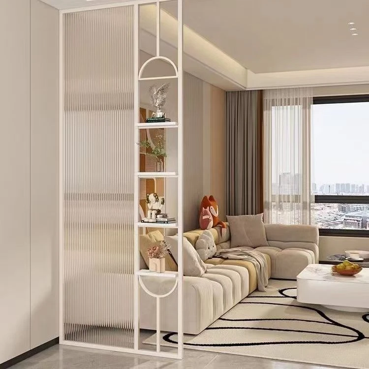 入户玄关屏风隔断长虹玻璃轻奢铁艺客厅进门入户卫生间洗漱台遮挡