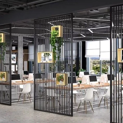 简约铁艺办公室绿植花架工业风装饰客餐厅商用隔断屏风置物架定制
