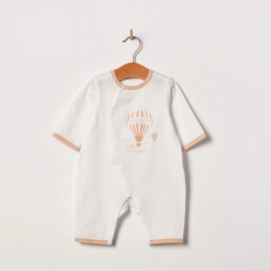 朴素耕QQZL04斜襟长袖空调衫连体衣儿童夏季婴幼儿新生儿纯棉薄款