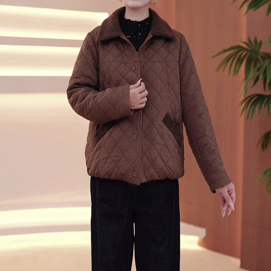 秋冬新款气质时尚短款翻领减龄洋气休闲百搭轻薄保暖外套