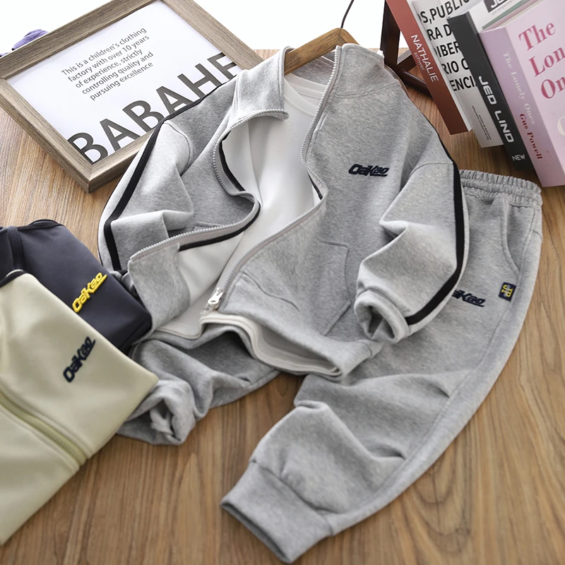 男童秋装套装2024新款儿童拉条时尚运动服春秋男孩外套裤子两件套