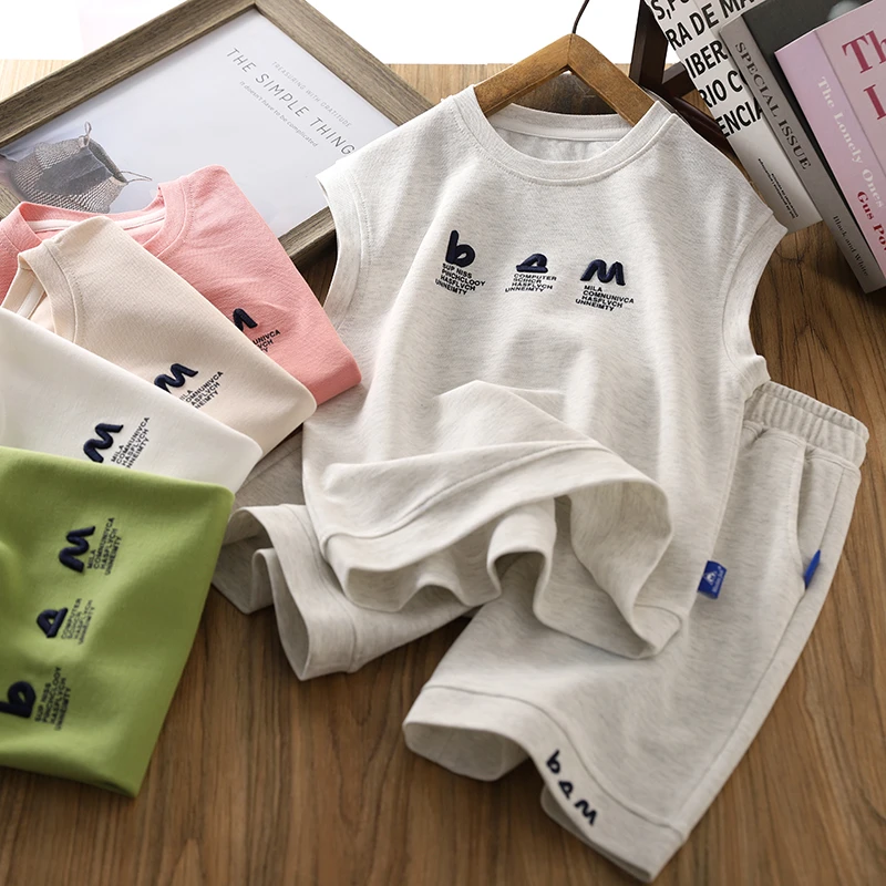 男童夏装套装儿童背心短裤两件套2024夏季新款中大童无袖运动服潮