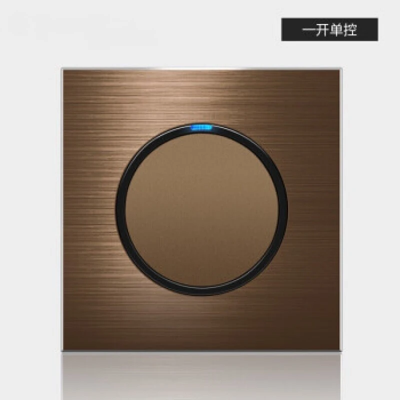 国际电工86咖啡色拉丝开关插座玫瑰金轻点16A面板家用一开单