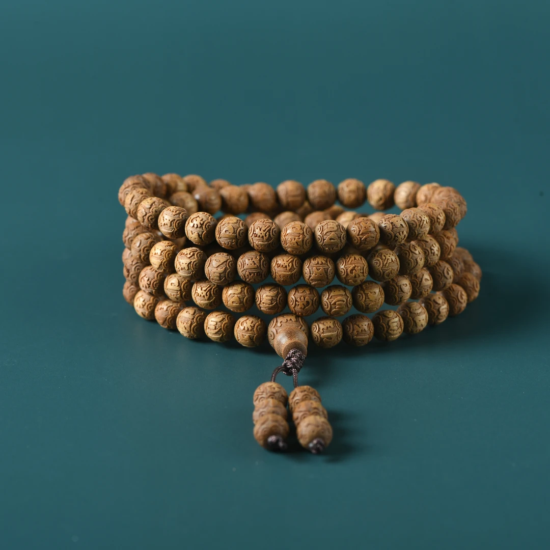 印度老山檀香0.6念珠六字真言款108颗