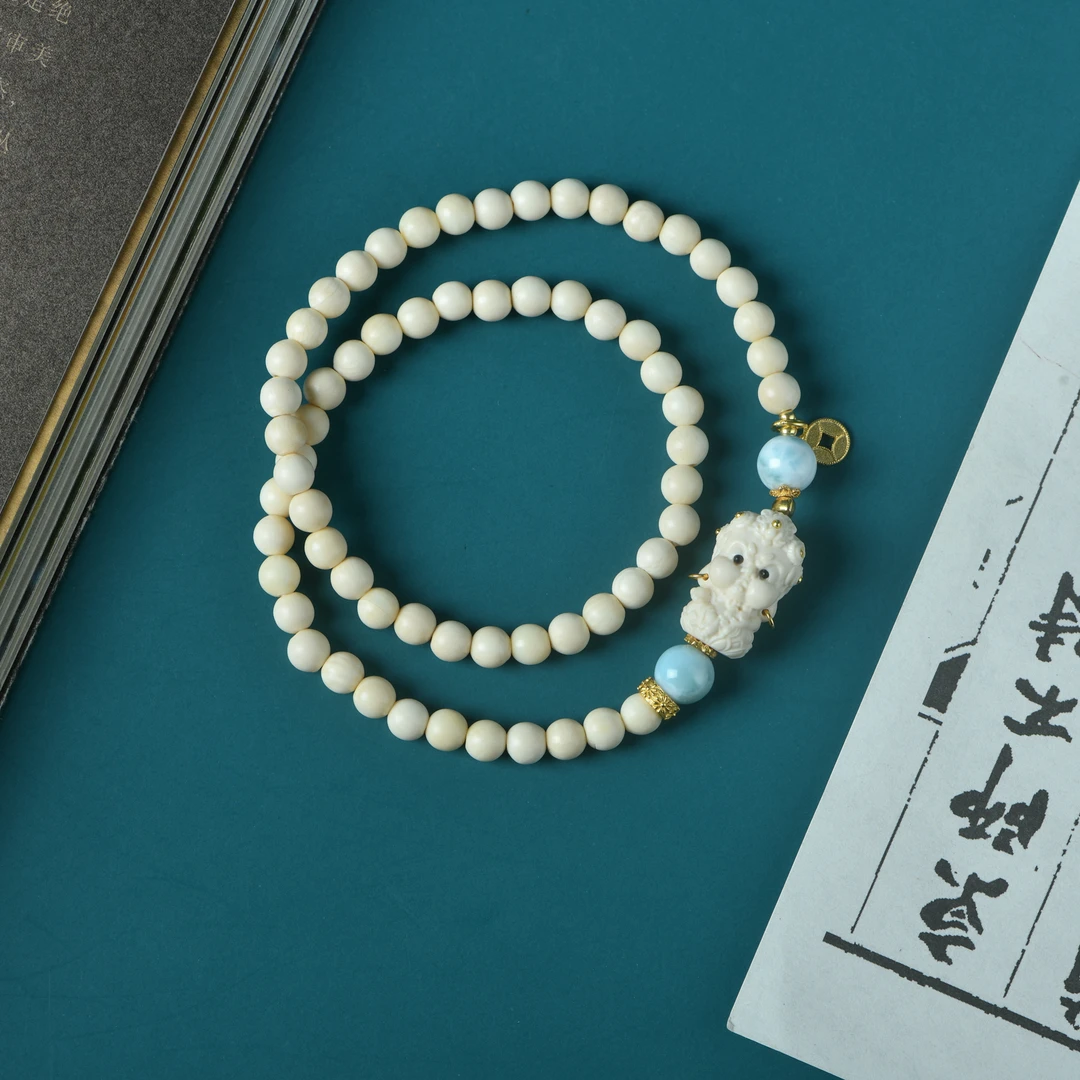 猛犸牙精雕黄财神0.5双圈手链