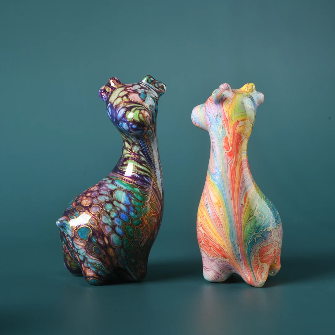 大漆长颈鹿手把件（多样性发其一）