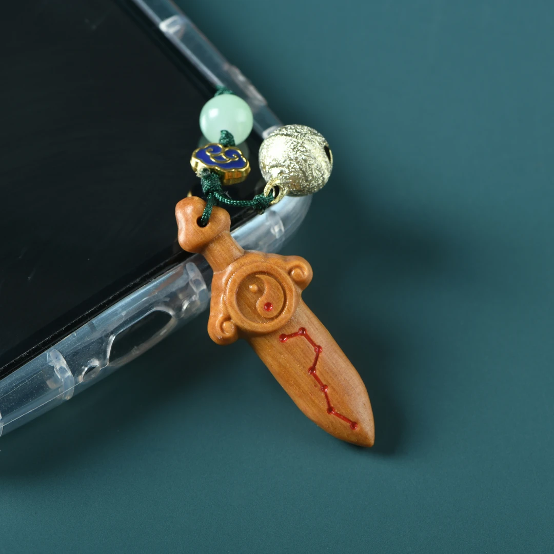 芭比檀香精雕七星宝剑挂件挂饰