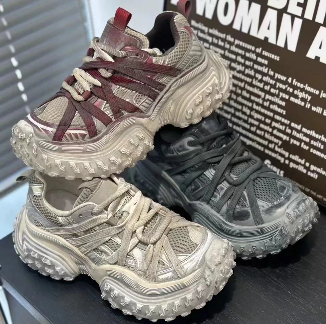 巴黎老爹鞋2024秋季新款走秀款绑带轮胎底运动鞋zyz