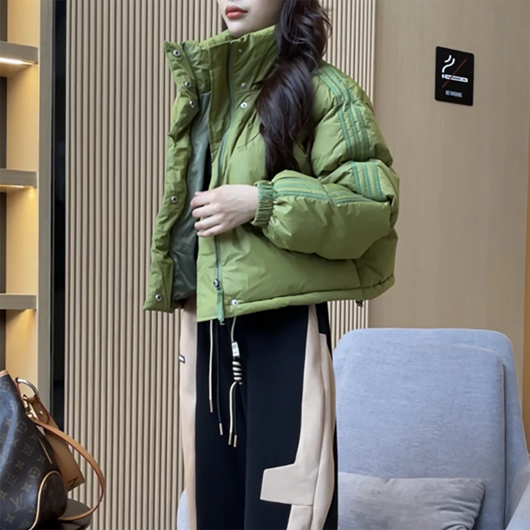 2024冬季新款三条杠百搭小个子休闲棉服外套潮棉服女韩版宽松棉衣