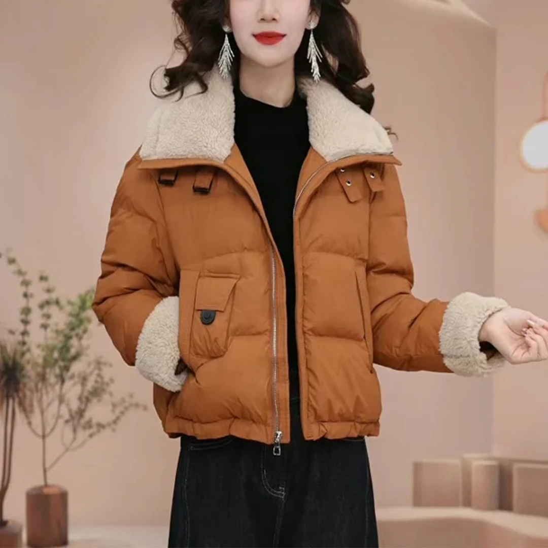 时尚韩版立领棉衣外套女2024年冬季新款宽松显瘦加厚保暖百搭棉服