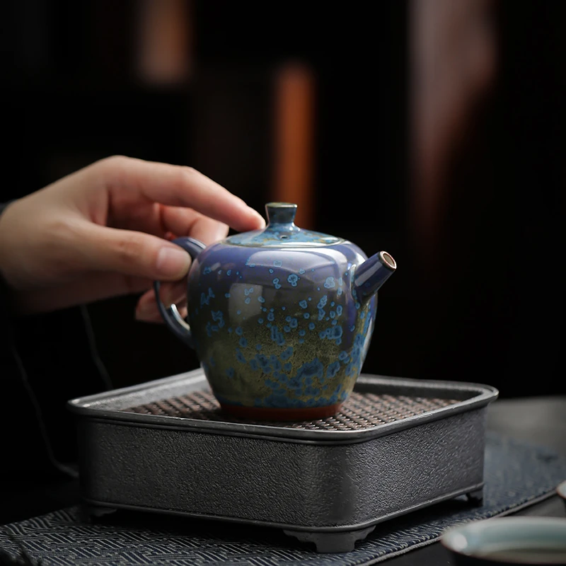 钧窑浮翠蓝玉龙蛋壶泡茶壶陶瓷功夫茶具单壶高档小茶壶小容量泡茶