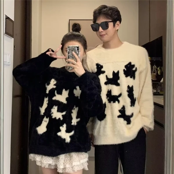 秋冬加厚毛衣男韩版潮流宽松日系针织衫冬季ins港风慵懒线衣外套