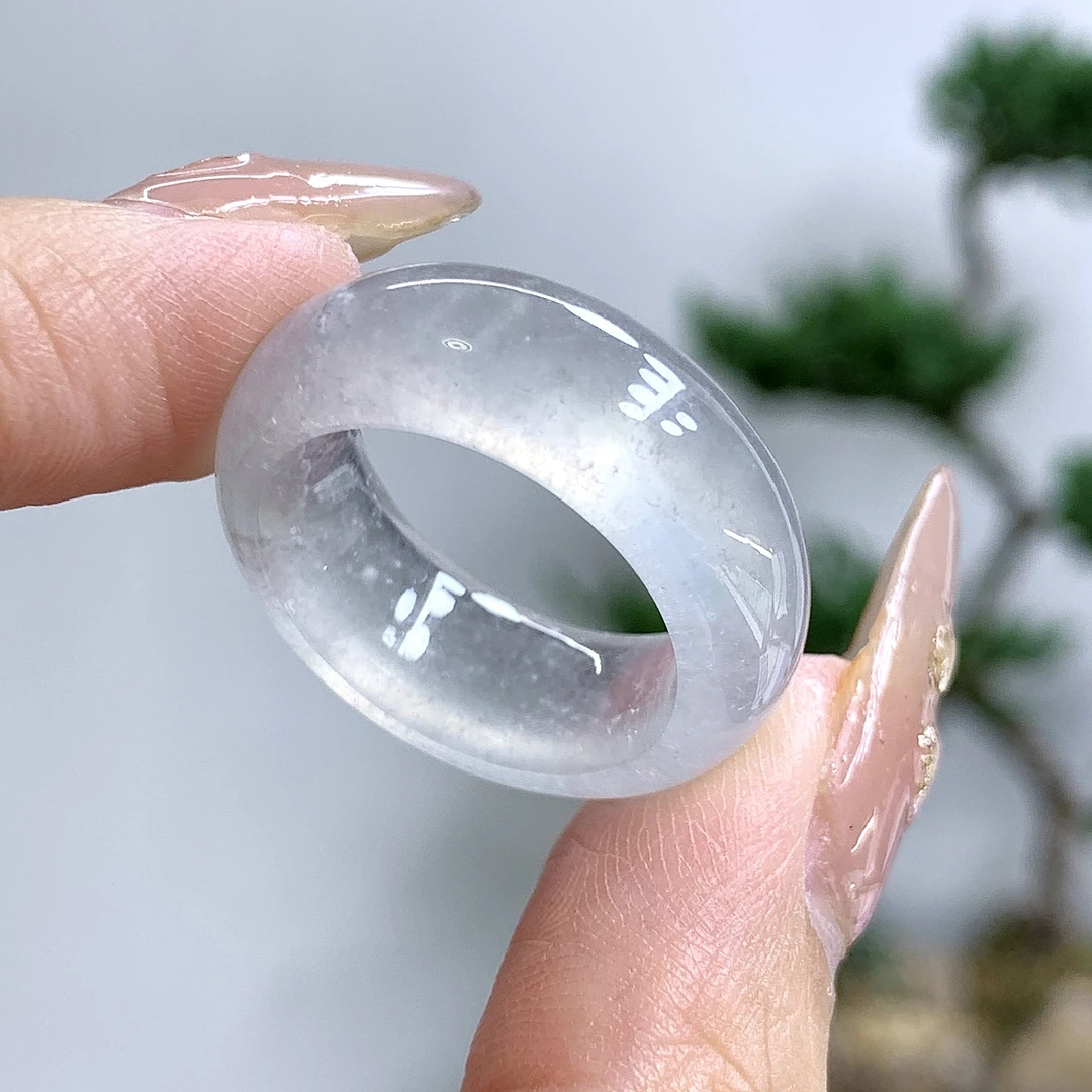 高冰玻璃底缅甸翡翠玉戒指21号22号高冰雪花棉轮胎白冰19.2-9.6-5