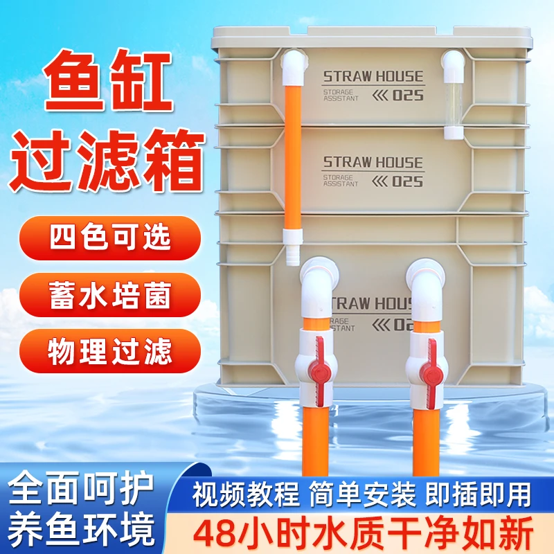 新款鱼缸周转箱过滤箱鱼池过滤设备过滤器净水培菌滴流盒上滤侧滤